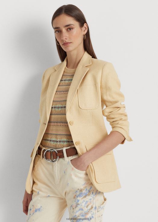 blazer en lin à chevrons 46T60T4041 femmes Ralph Lauren crème vintage - Cliquez sur l'image pour la fermer