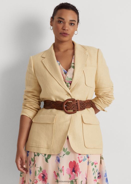 blazer en lin à chevrons 46T60T4689 femmes Ralph Lauren crème vintage - Cliquez sur l'image pour la fermer