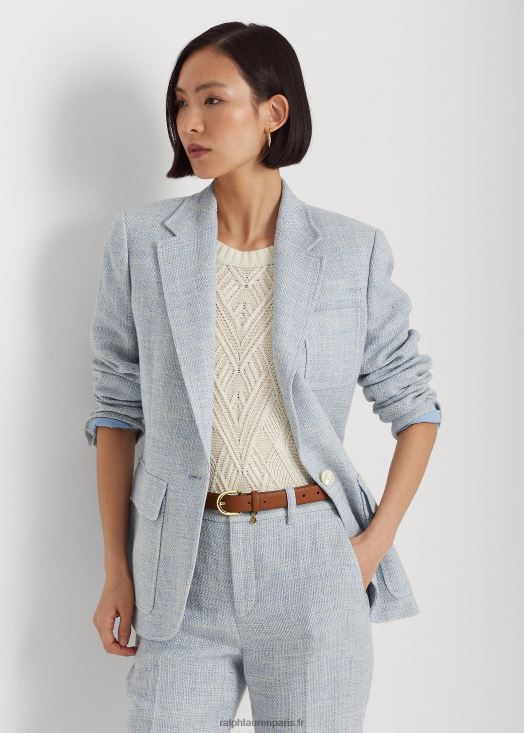 blazer en lin mélangé 46T60T9425 femmes Ralph Lauren bleu clair/crème
