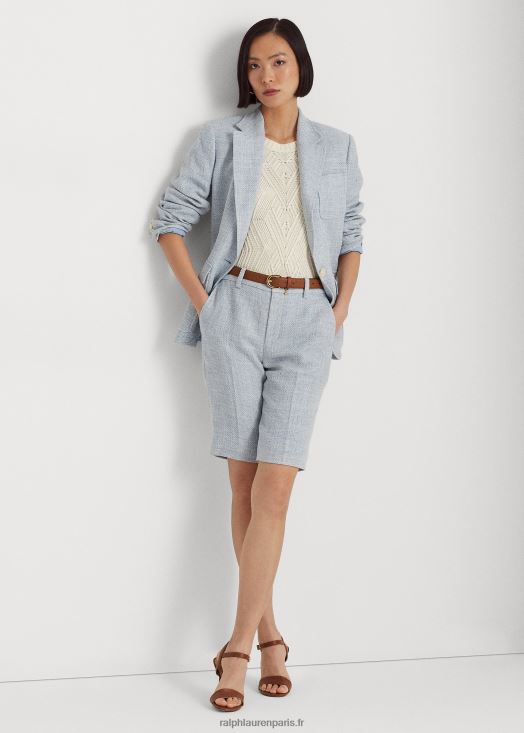 blazer en lin mélangé 46T60T9425 femmes Ralph Lauren bleu clair/crème
