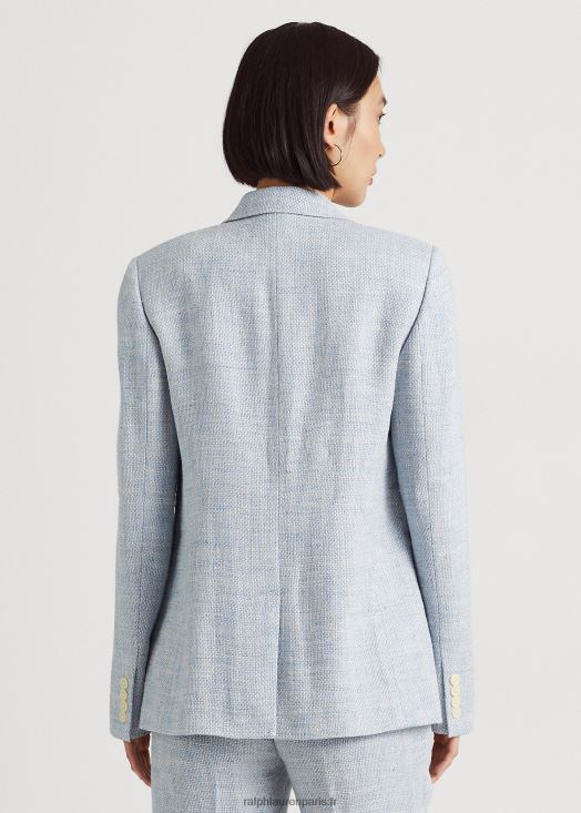 blazer en lin mélangé 46T60T9425 femmes Ralph Lauren bleu clair/crème