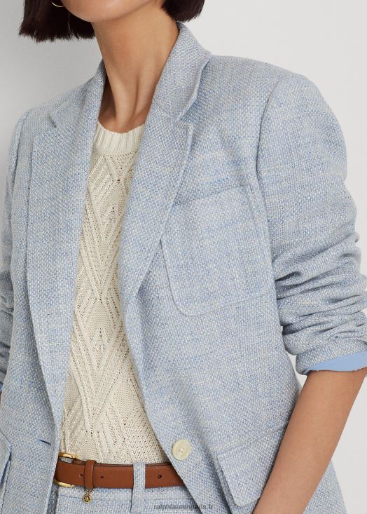 blazer en lin mélangé 46T60T9425 femmes Ralph Lauren bleu clair/crème
