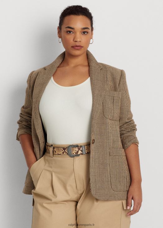 blazer en sergé de coton et lin 46T60T4784 femmes Ralph Lauren brun multi