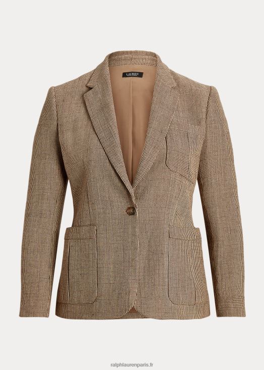blazer en sergé de coton et lin 46T60T4784 femmes Ralph Lauren brun multi