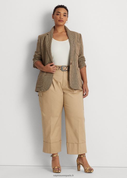 blazer en sergé de coton et lin 46T60T4784 femmes Ralph Lauren brun multi