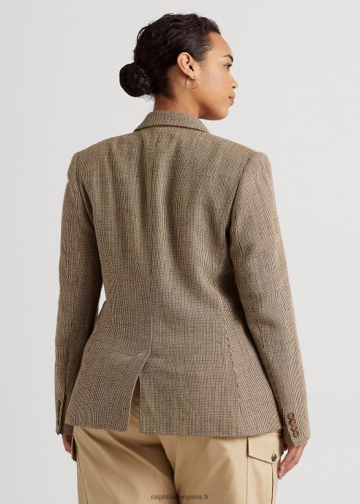 blazer en sergé de coton et lin 46T60T4784 femmes Ralph Lauren brun multi