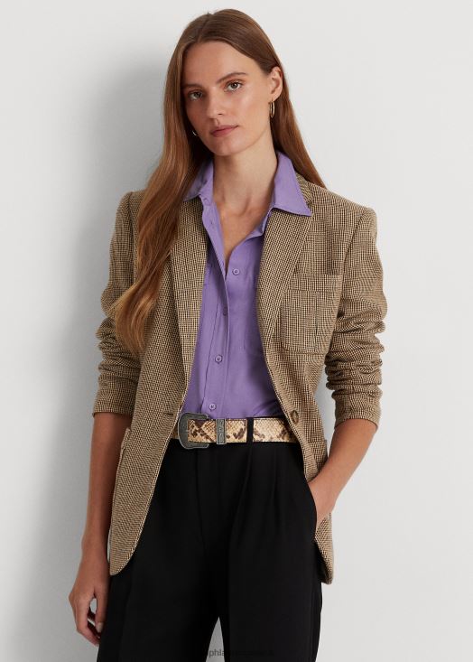blazer en sergé de coton et lin 46T60T4866 femmes Ralph Lauren brun multi