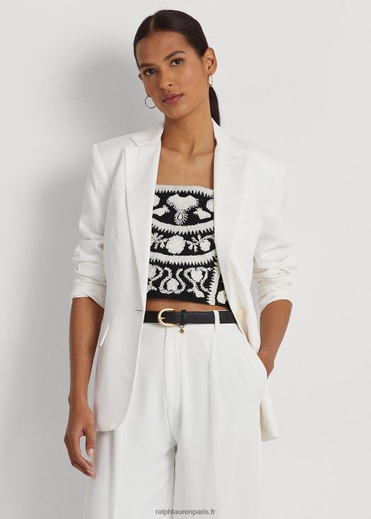 blazer en sergé de lin mélangé 46T60T3850 femmes Ralph Lauren blanc