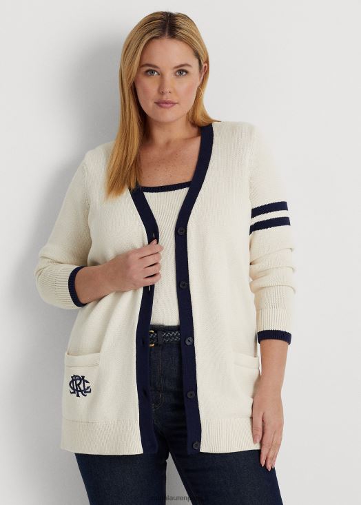 cardigan en coton bicolore 46T60T4597 femmes Ralph Lauren