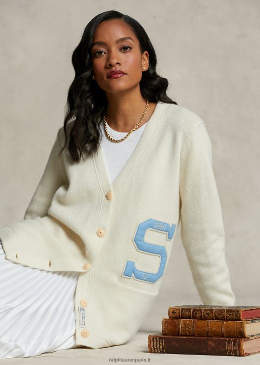le cardigan col v de la collection spelman 46T60T3318 femmes Ralph Lauren crème de parchemin