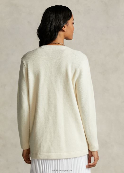 le cardigan col v de la collection spelman 46T60T3318 femmes Ralph Lauren crème de parchemin