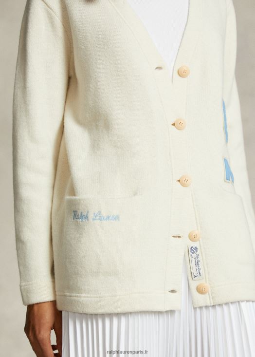 le cardigan col v de la collection spelman 46T60T3318 femmes Ralph Lauren crème de parchemin
