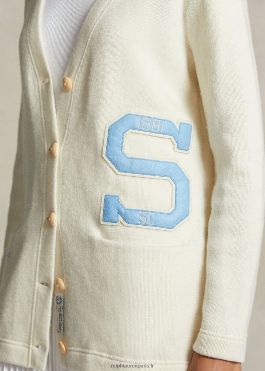 le cardigan col v de la collection spelman 46T60T3318 femmes Ralph Lauren crème de parchemin