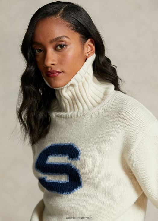 le col roulé à lettres de la collection spelman 46T60T3316 femmes Ralph Lauren crème de parchemin
