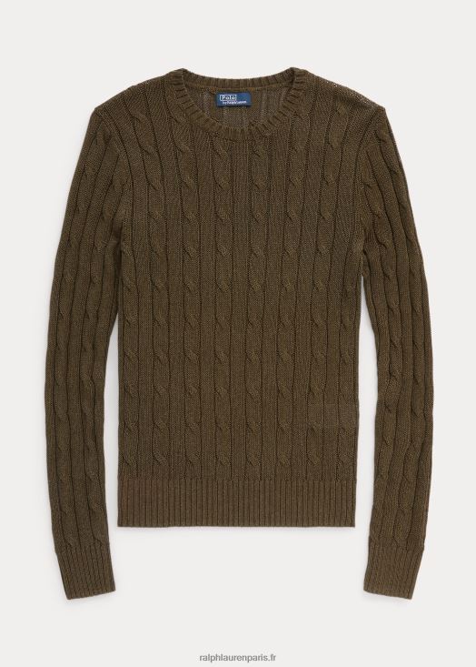 pull à col rond en coton mélangé 46T60T9166 femmes Ralph Lauren olivier à baldaquin