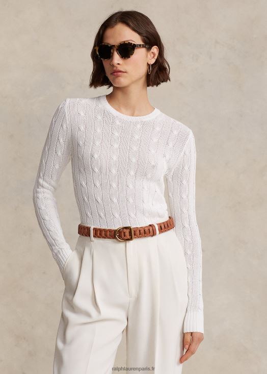 pull à col rond en coton mélangé 46T60T9167 femmes Ralph Lauren crème