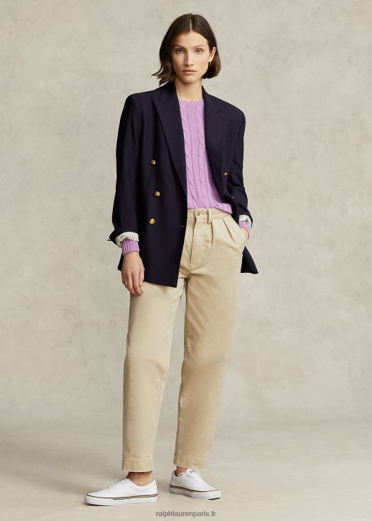 pull à col rond en coton torsadé 46T60T9093 femmes Ralph Lauren lilas doux