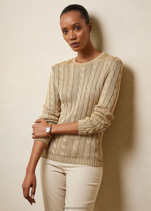 pull à col rond en soie torsadée 46T60T3486 femmes Ralph Lauren sable