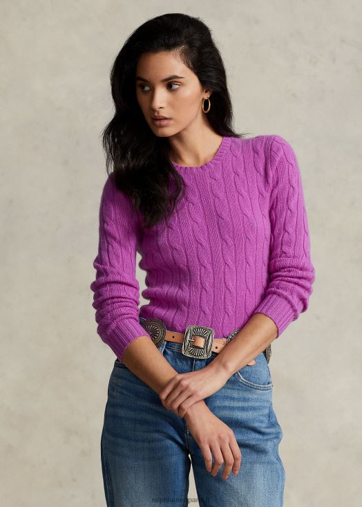 pull en cachemire à torsades 46T60T9114 femmes Ralph Lauren vinca rose