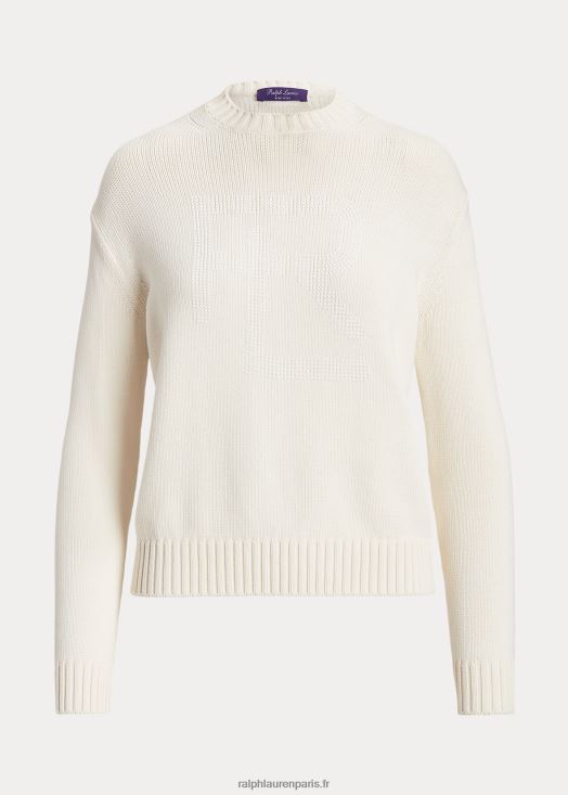 pull en coton mélangé rl à ornements 46T60T3542 femmes Ralph Lauren blanc cassé/blanc