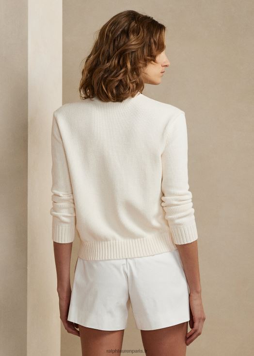 pull en coton mélangé rl à ornements 46T60T3542 femmes Ralph Lauren blanc cassé/blanc
