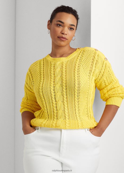 pull en coton à maille aran 46T60T4790 femmes Ralph Lauren crapet jaune