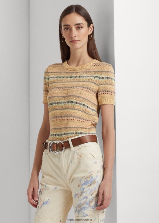 pull à manches courtes en jacquard 46T60T4025 femmes Ralph Lauren bronzage multiple - Cliquez sur l'image pour la fermer