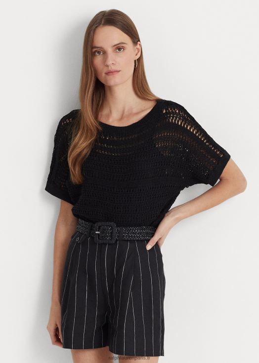 pull à manches courtes en maille de coton 46T60T4332 femmes Ralph Lauren noir