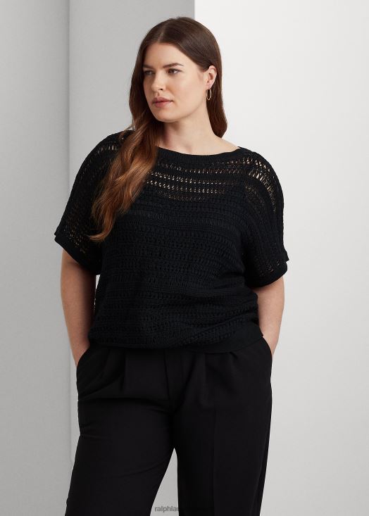 pull à manches courtes en maille de coton 46T60T4538 femmes Ralph Lauren noir