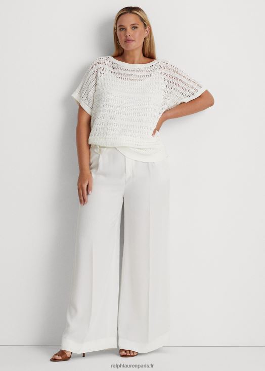 pull à manches courtes en maille de coton 46T60T4539 femmes Ralph Lauren blanc
