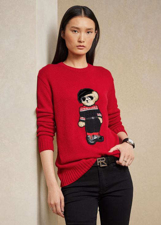 pull polo ours nouvel an lunaire 46T60T9324 femmes Ralph Lauren rouge vif