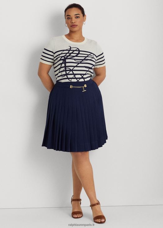 pull rayé à manches courtes 46T60T4629 femmes Ralph Lauren crème mascarpone/marine