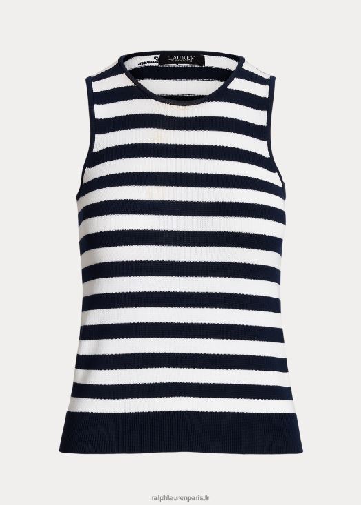 pull sans manches en coton mélangé à rayures 46T60T9546 femmes Ralph Lauren