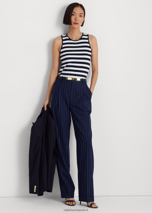 pull sans manches en coton mélangé à rayures 46T60T9546 femmes Ralph Lauren