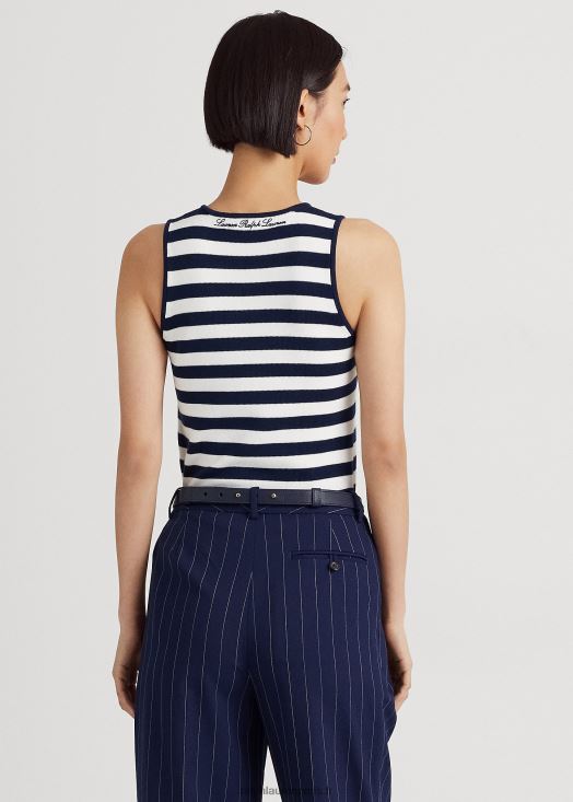 pull sans manches en coton mélangé à rayures 46T60T9546 femmes Ralph Lauren