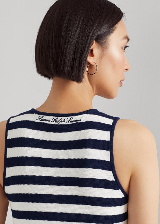 pull sans manches en coton mélangé à rayures 46T60T9546 femmes Ralph Lauren