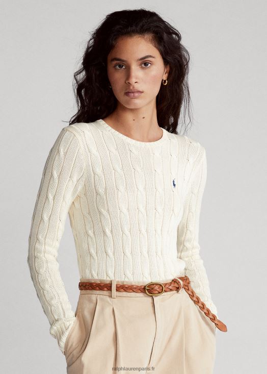 pull slim en maille torsadée 46T60T3360 femmes Ralph Lauren crème