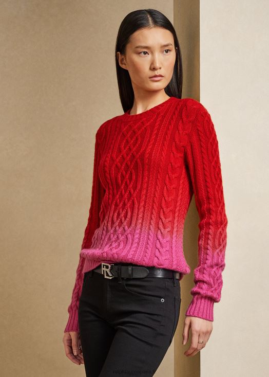 pull torsadé nouvel an lunaire 46T60T9314 femmes Ralph Lauren ombre rouge vif