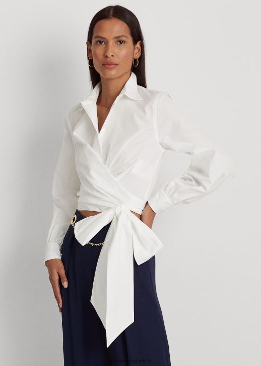 chemise courte nouée sur le devant 46T60T3994 femmes Ralph Lauren blanc