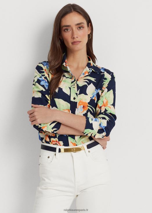 chemise en crêpe à fleurs 46T60T4863 femmes Ralph Lauren marine multi