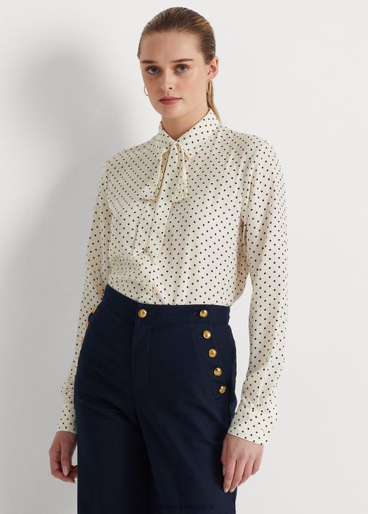 chemise en crêpe à pois 46T60T4063 femmes Ralph Lauren parchemin crème/marine