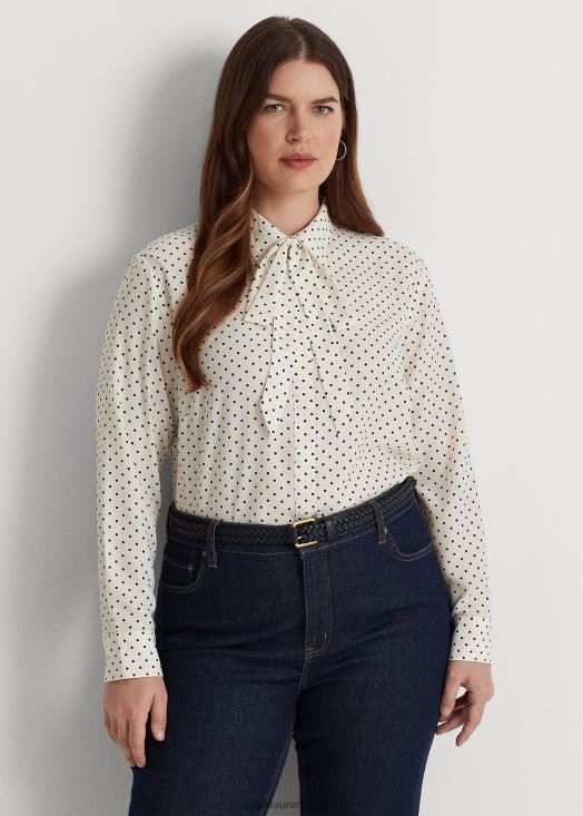 chemise en crêpe à pois 46T60T4668 femmes Ralph Lauren parchemin crème/marine