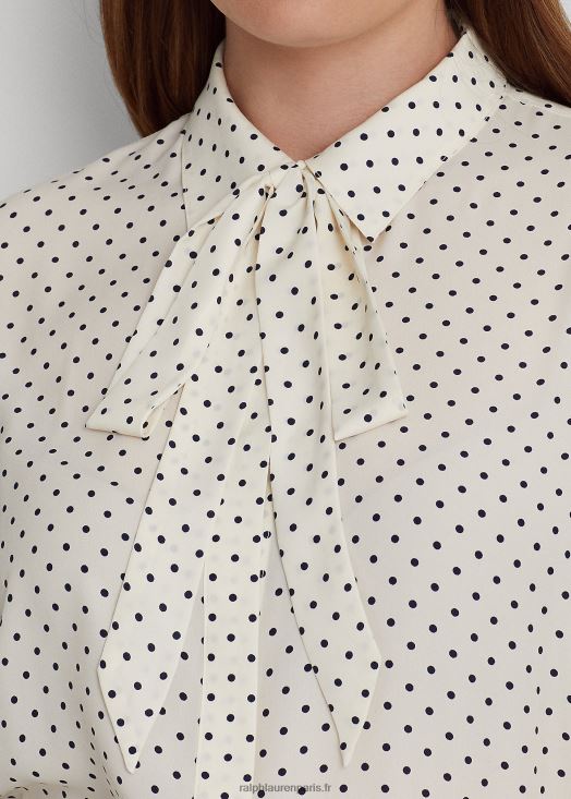 chemise en crêpe à pois 46T60T4668 femmes Ralph Lauren parchemin crème/marine