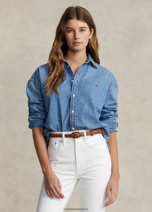 chemise en jean oversize 46T60T3163 femmes Ralph Lauren lavage zaïa