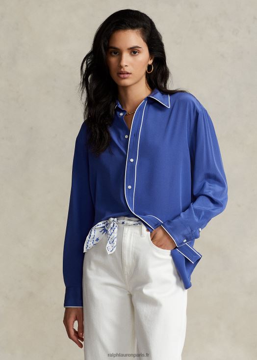 chemise en soie de mûrier 46T60T3078 femmes Ralph Lauren Marine royale - Cliquez sur l'image pour la fermer