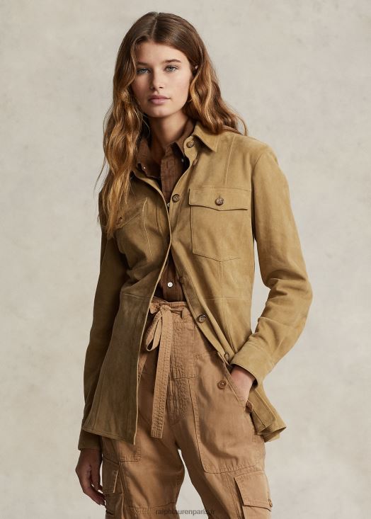 chemise en surplus de daim d'agneau 46T60T3164 femmes Ralph Lauren sable