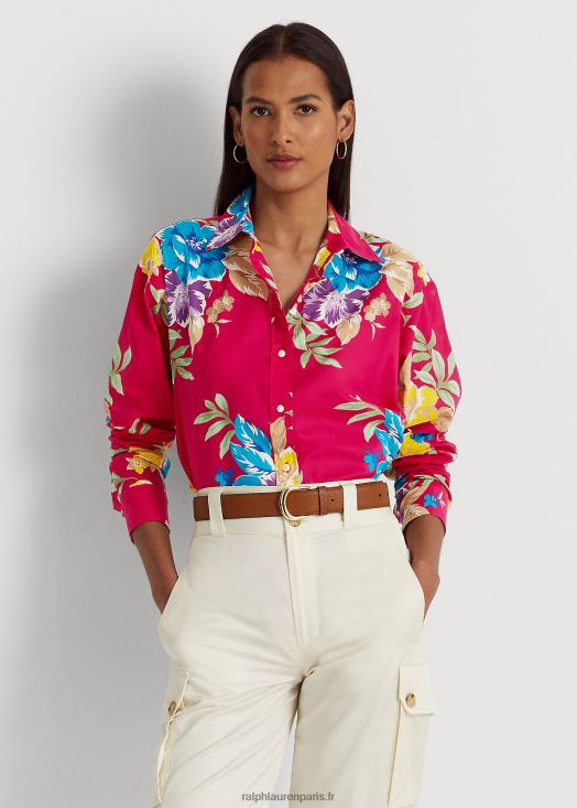 chemise en voile de coton à fleurs 46T60T3844 femmes Ralph Lauren multicolore rose - Cliquez sur l'image pour la fermer