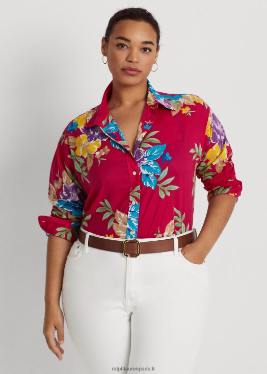 chemise en voile de coton à fleurs 46T60T4527 femmes Ralph Lauren multicolore rose - Cliquez sur l'image pour la fermer