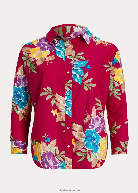 chemise en voile de coton à fleurs 46T60T4527 femmes Ralph Lauren multicolore rose