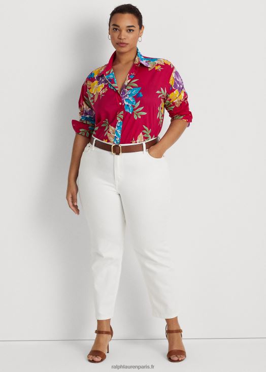 chemise en voile de coton à fleurs 46T60T4527 femmes Ralph Lauren multicolore rose